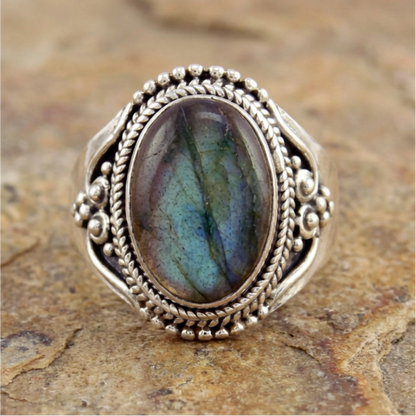 Sterling Silver Labradorite Gem Ring