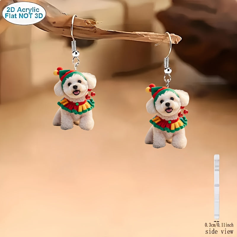 Christmas Cute Bichon Pattern Earrings