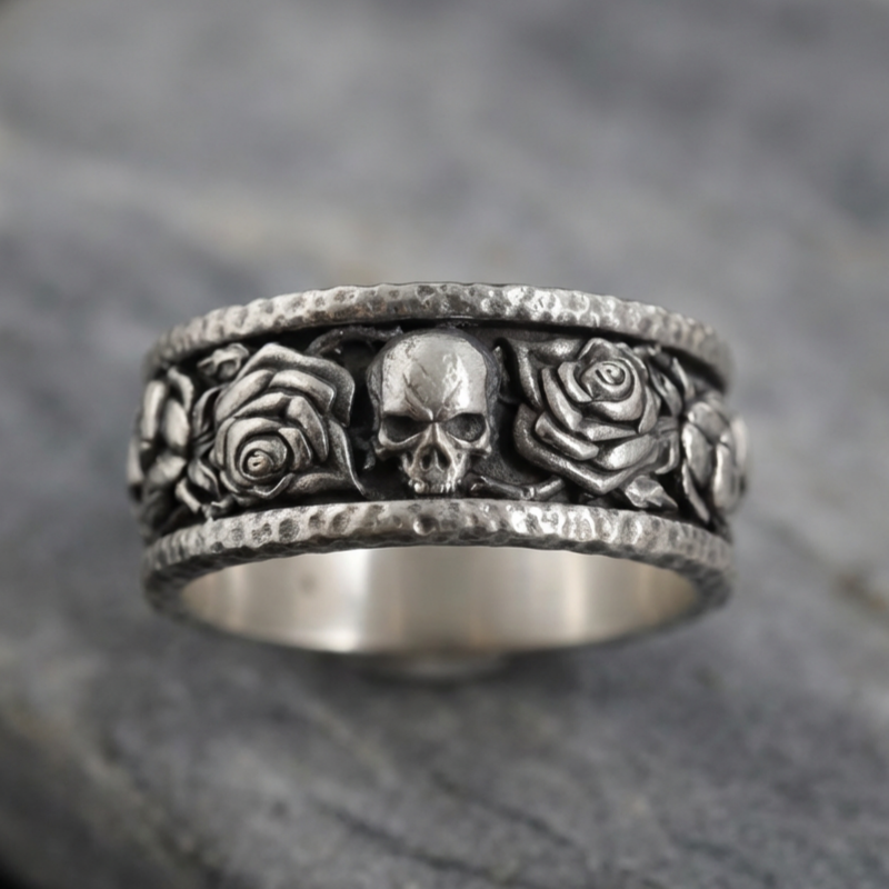 Vintage Skull Flower Ring