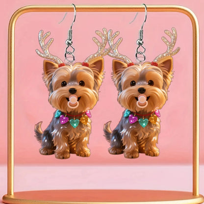 Christmas Teddy Dog Earrings