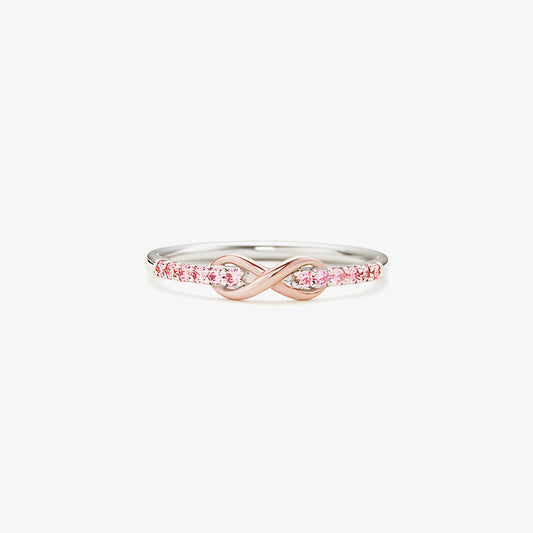 S925 Raise Awareness Of Breast Cancer Pink Infinity Diamond Ring