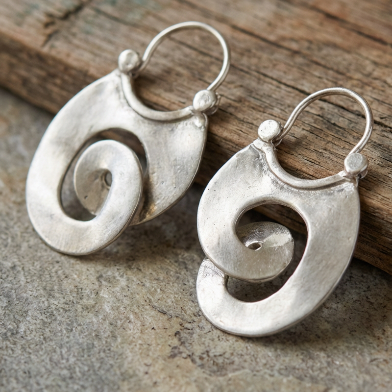 Vintage Irregular Form Silver Earrings