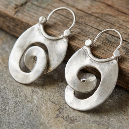 Vintage Irregular Form Silver Earrings
