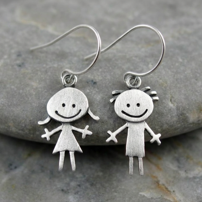 Vintage Happy Boy & Girl Earrings