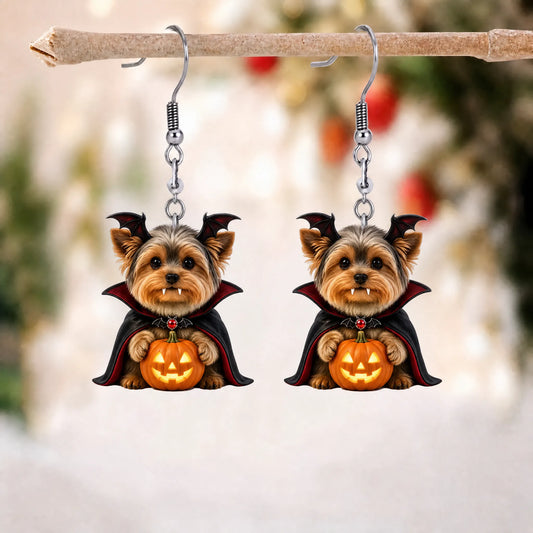 Vampire Yorkshire Terrier Halloween Earrings