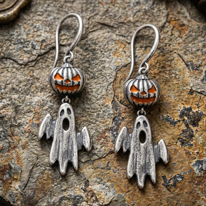 Vintage Jack-o'-lantern & Ghost Dangle Earrings