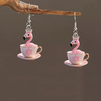 Christmas Unique Acrylic Flamingo Design Earrings