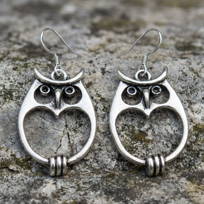 Sterling Silver Bohemian Owl Earrings