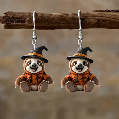 Halloween Witch Sloth Dangle Earrings