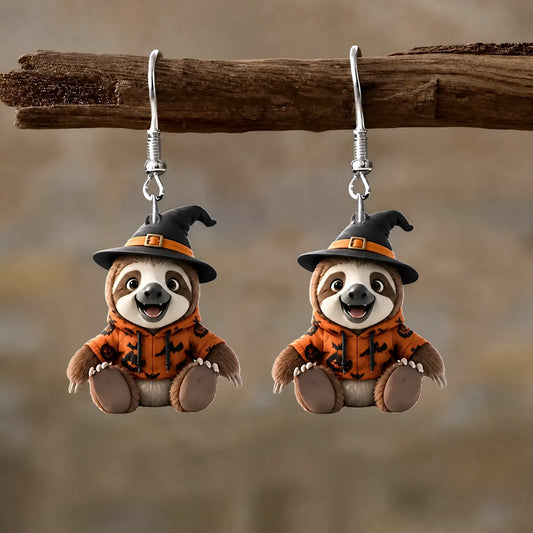 Halloween Witch Sloth Dangle Earrings