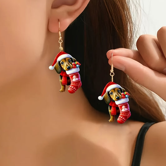 Christmas Dachshund Earrings
