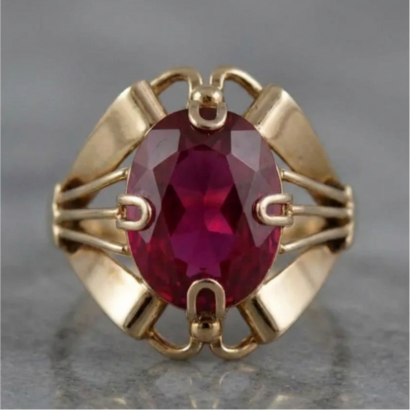 Vintage Golden Garnet Zirconia Ring