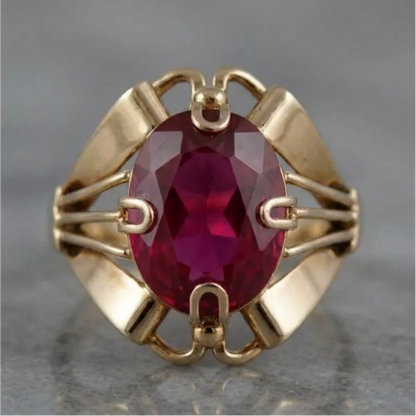 Vintage Golden Garnet Zirconia Ring
