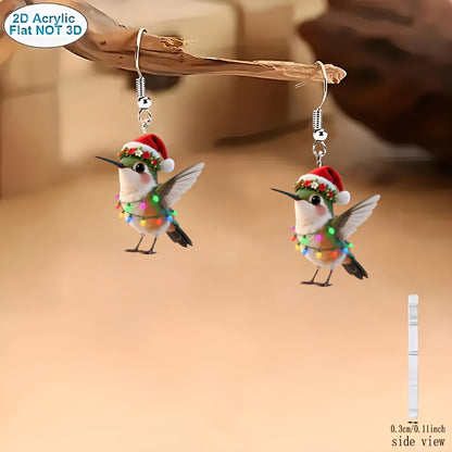 Christmas Wearing Christmas Clothes Hummingbird Earrings