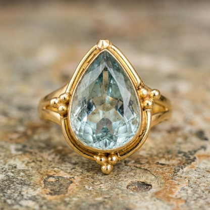 Teardrop Aquamarine Ring Sterling Silver