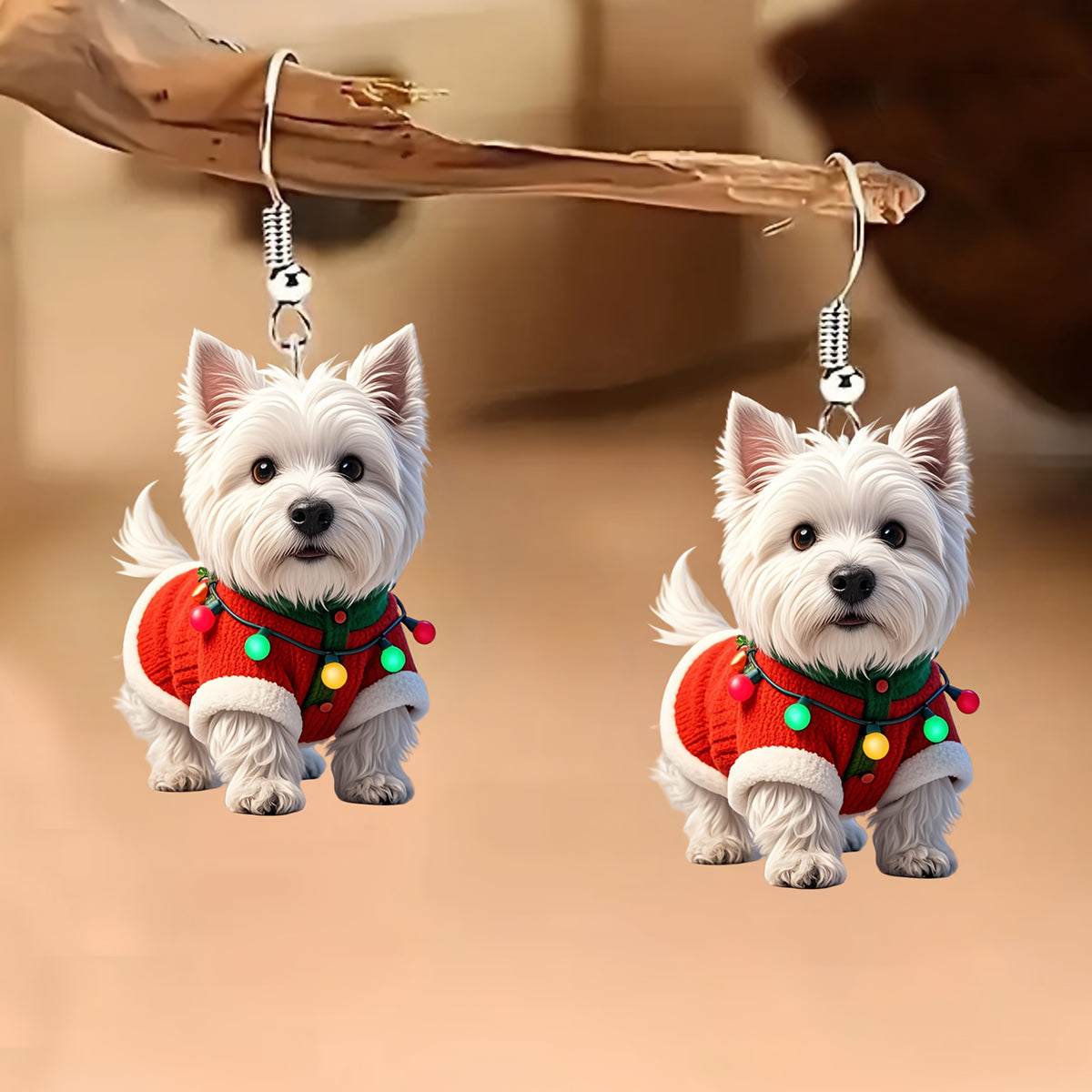 Christmas Sweater Teddy Dog Earrings