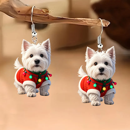 Christmas Sweater Teddy Dog Earrings