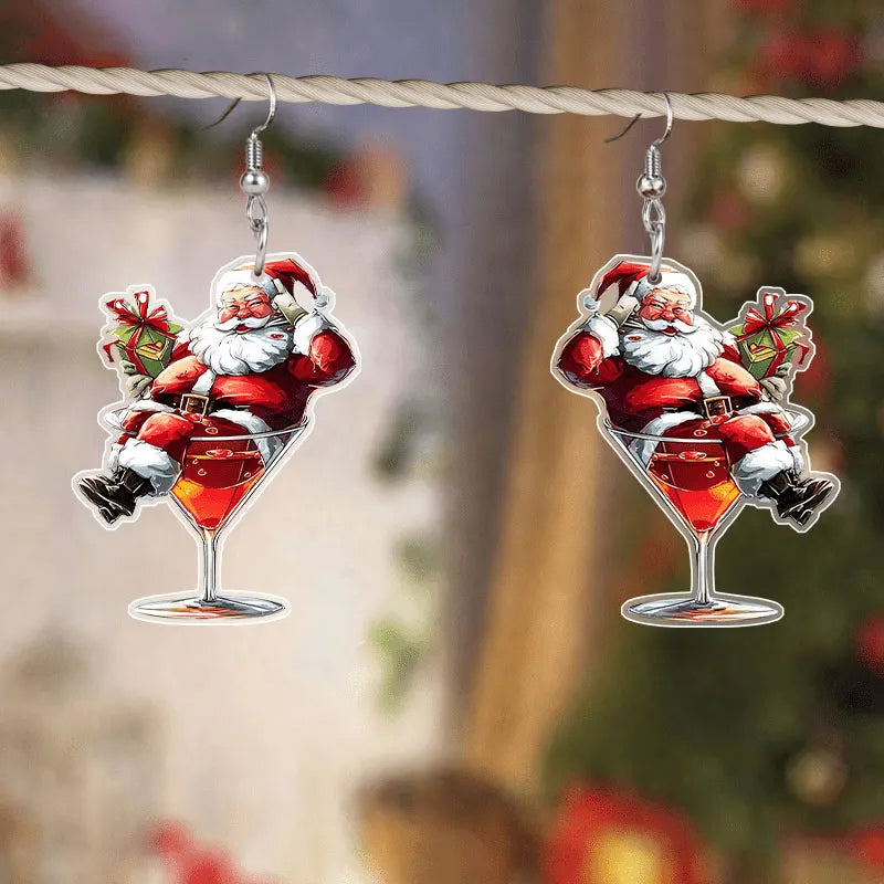Christmas Santa Claus Cup Earrings