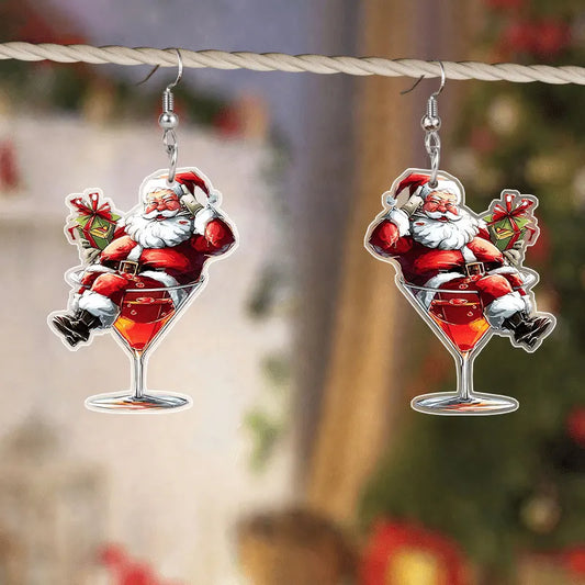 Christmas Santa Claus Cup Earrings