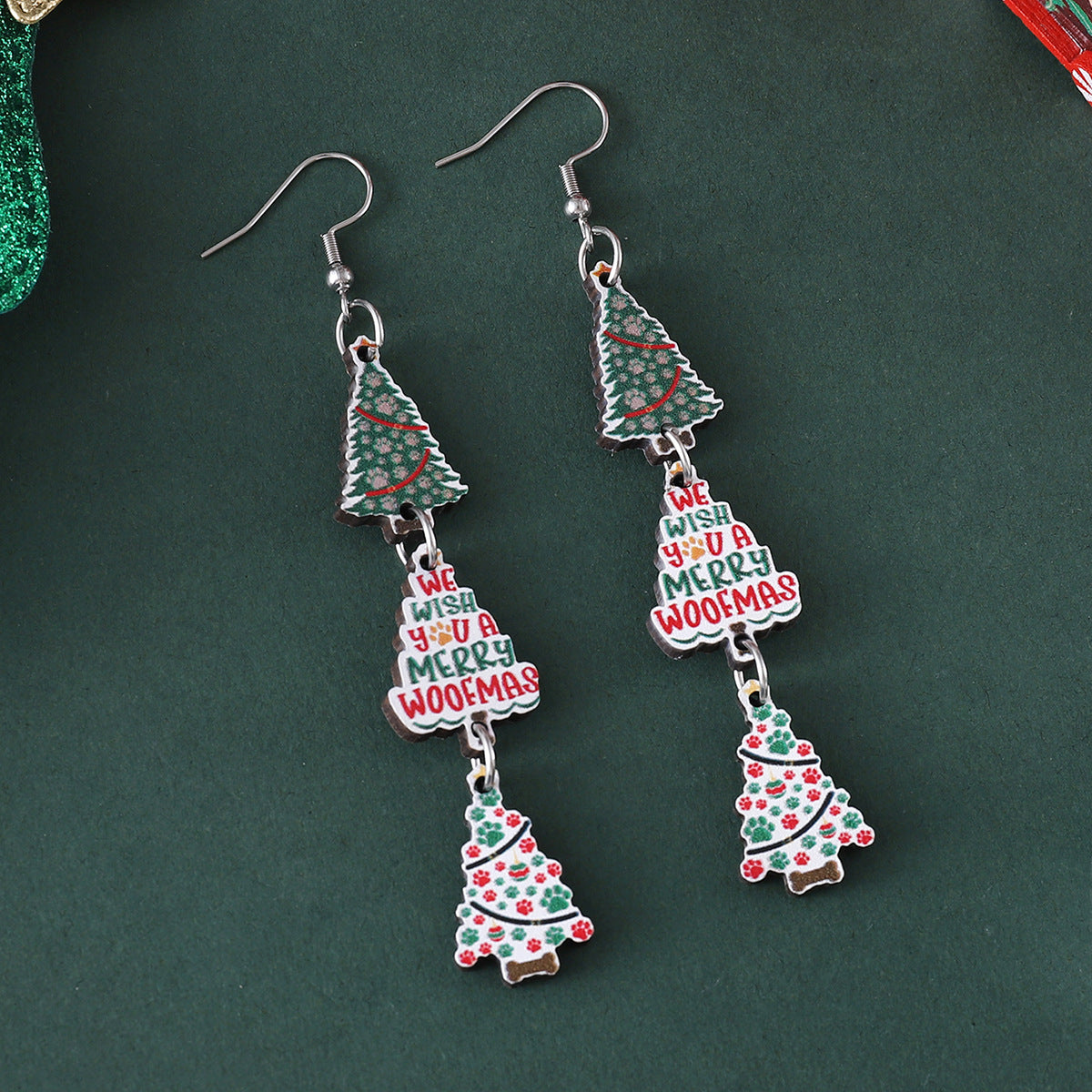 Christmas Tree Snowflake Earrings