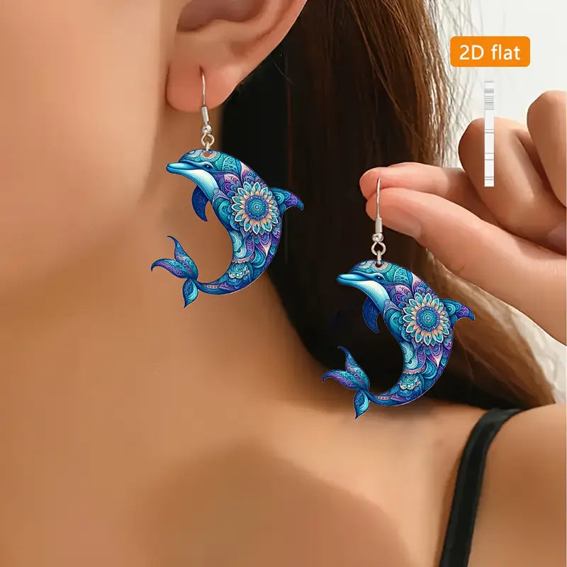 Christmas Blue Dolphin Earrings