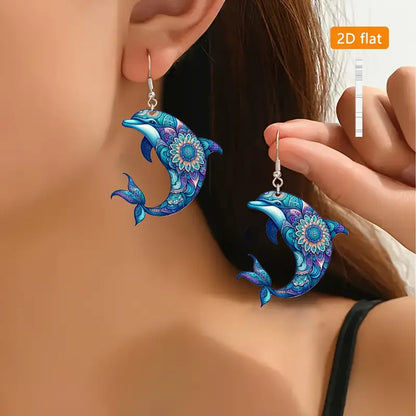 Christmas Blue Dolphin Earrings