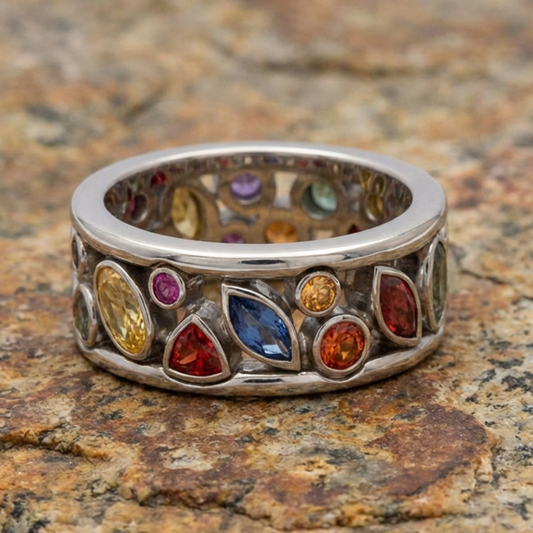 Vintage Colorful Zirconia Silver Ring