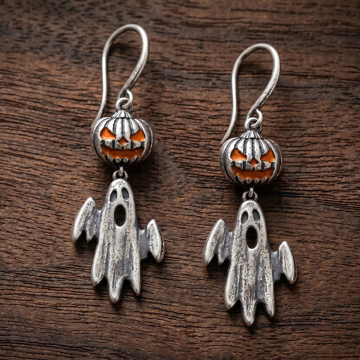 Vintage Jack-o'-lantern & Ghost Dangle Earrings