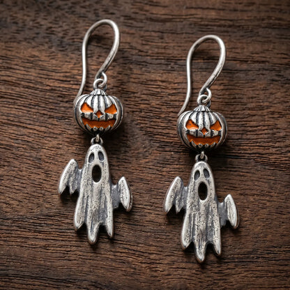 Vintage Jack-o'-lantern & Ghost Dangle Earrings