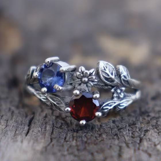 Red And Blue Zircon Ring