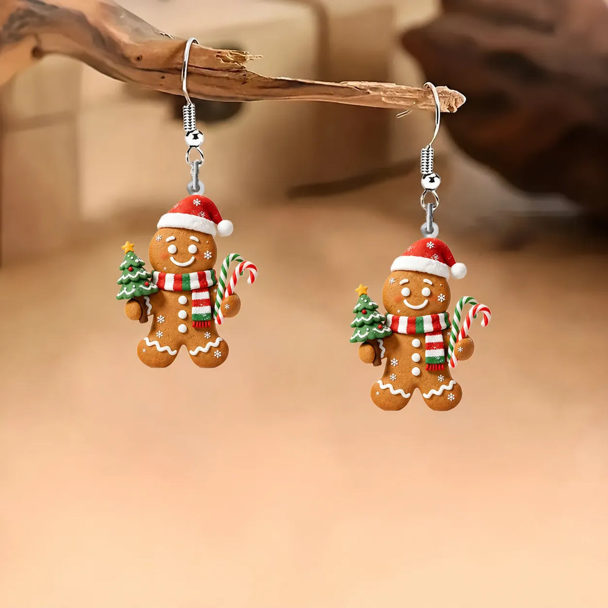 Gingerbread Man Christmas Dangle Earrings