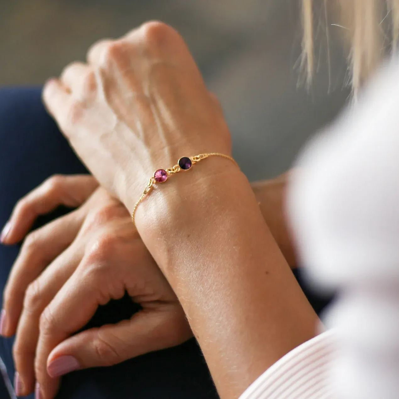 [⚡48% OFF] Grandmother And Granddaughter Forever Linked Together Custom Birthstones Bracelet