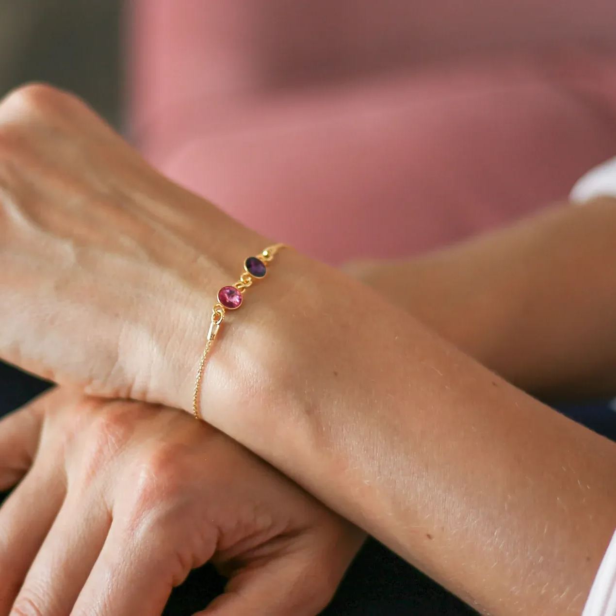 [⚡48% OFF] Grandmother And Granddaughter Forever Linked Together Custom Birthstones Bracelet