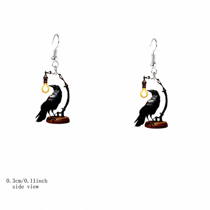 Vintage Acrylic Crow Earrings