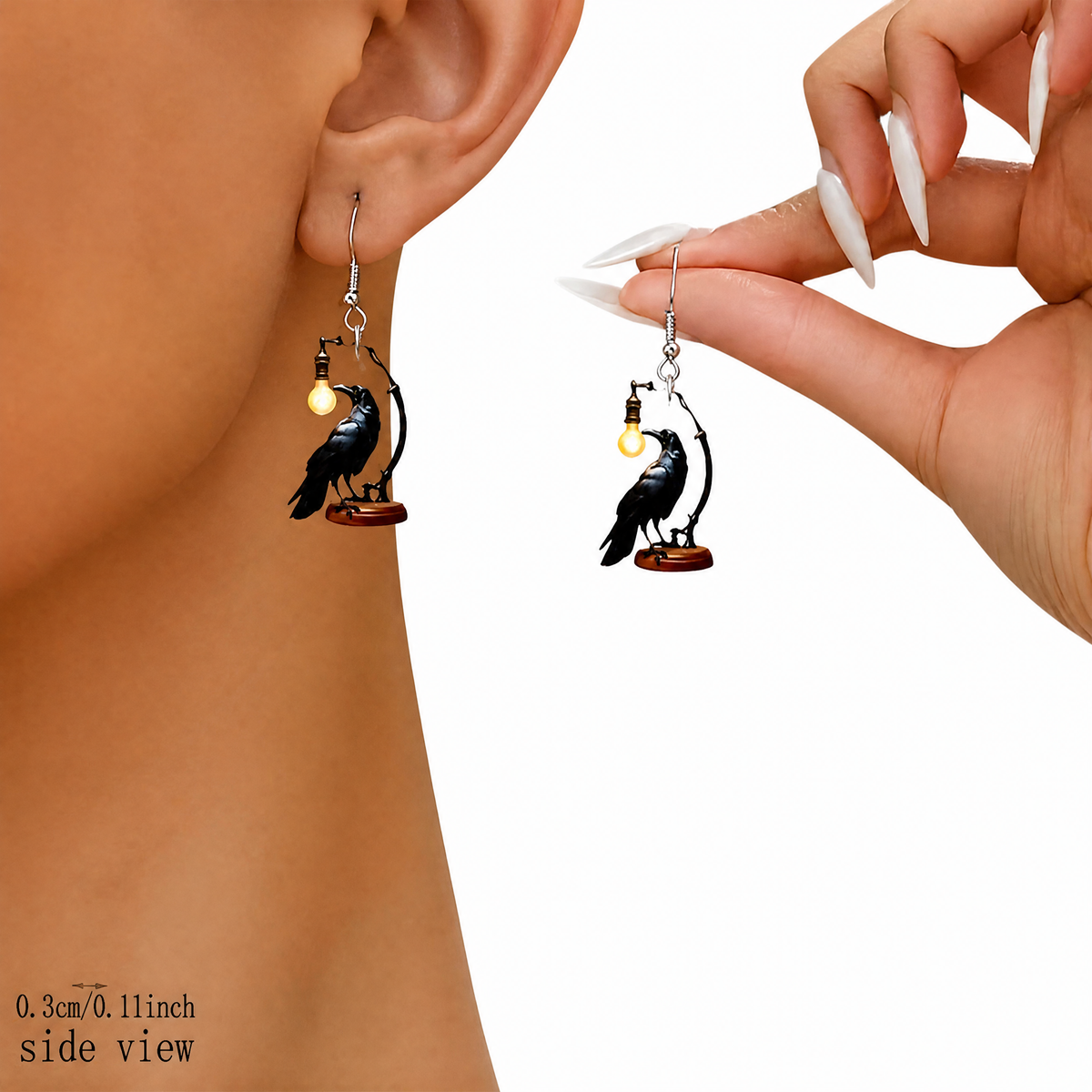 Vintage Acrylic Crow Earrings