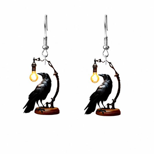 Vintage Acrylic Crow Earrings