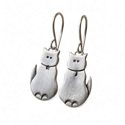 Vintage Silver Cat Earrings