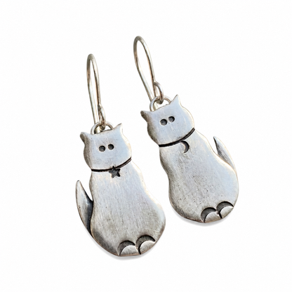 Vintage Silver Cat Earrings