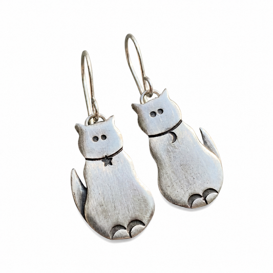 Vintage Silver Cat Earrings