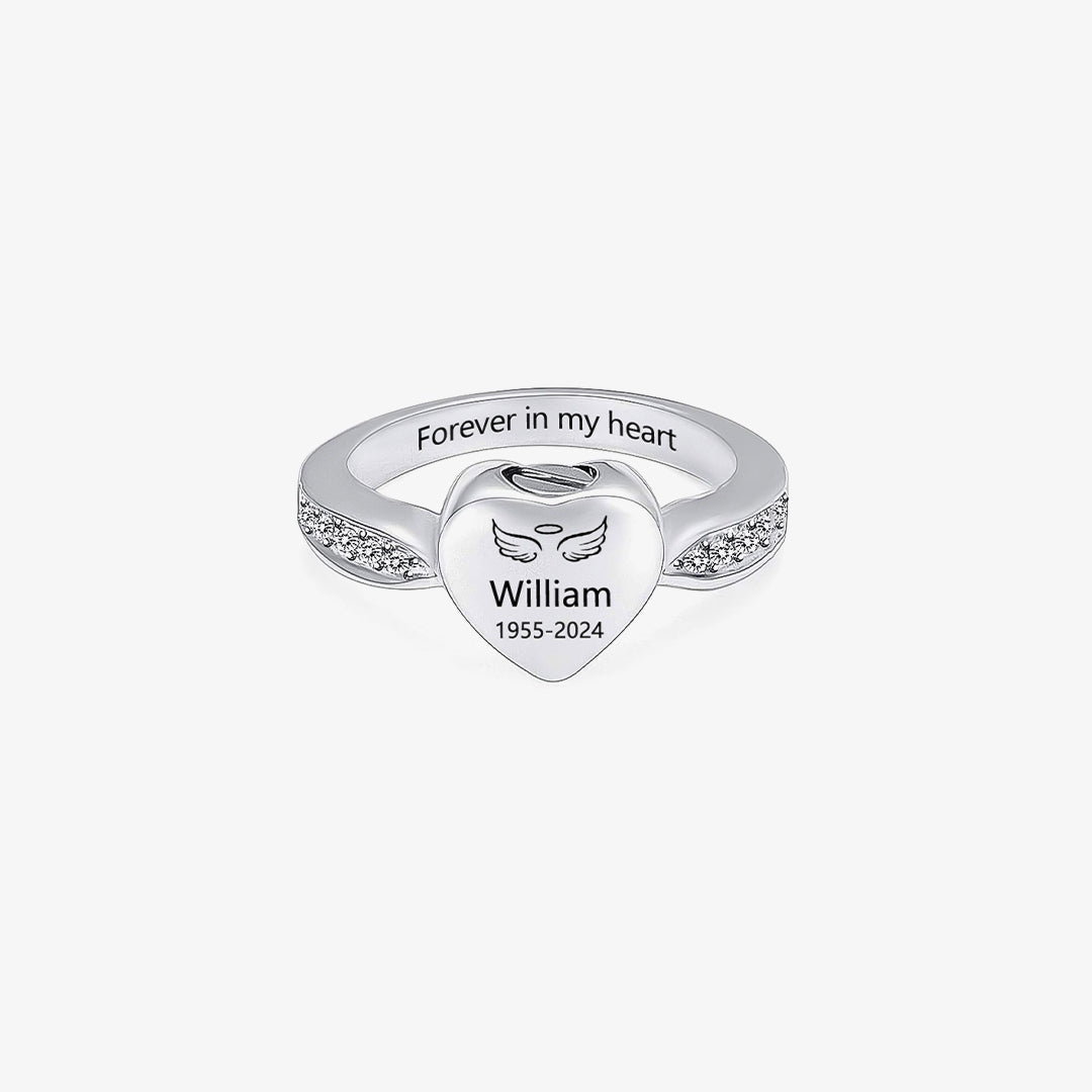 For Memorial-Personalized Name Date Memorial Heart Urn Ring