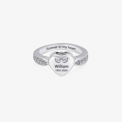 For Memorial-Personalized Name Date Memorial Heart Urn Ring