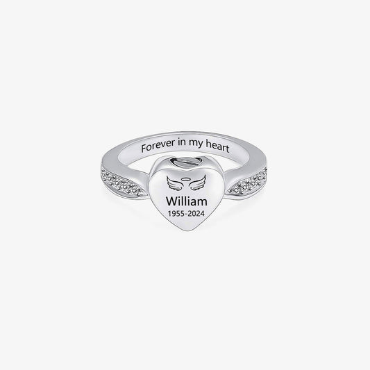 For Memorial-Personalized Name Date Memorial Heart Urn Ring
