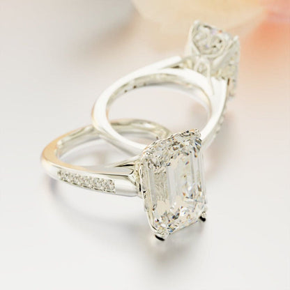 S925 Sterling Silver Emerald-Cut Sculpted Ring